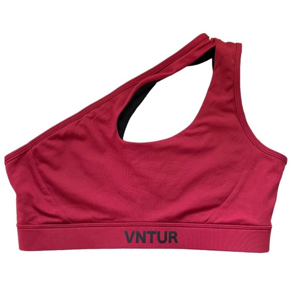 VNTUR Deep Red One Shoulder Sports Bra Size Large